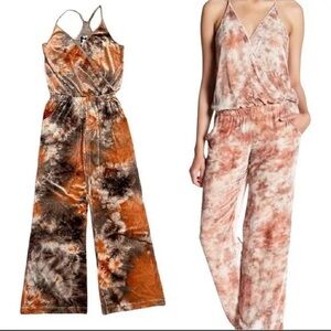 Young Fabulous and Broke Naomi Velour Floral Tie Dye Jumpsuit Size Small